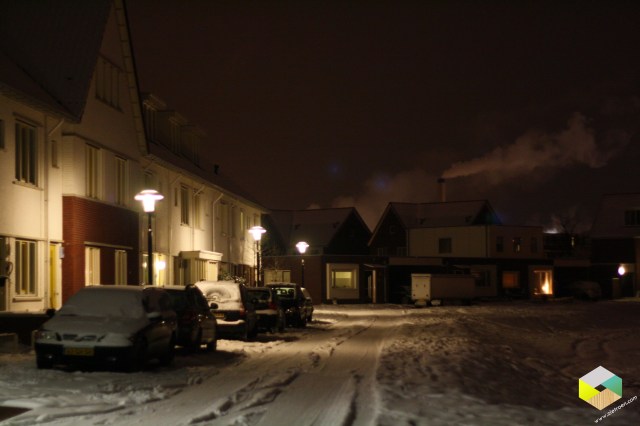 Stelplaats in de sneeuw