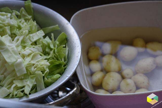 spitskool en aardappels